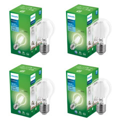 PHILIPS 9-watt LED Clear Glass Light Bulb | Bulb Base: E27, 850 Lumen Full Glow Clear LED Bulb for Home Decoration | Crystral White, Pack of 4