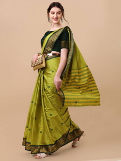 Self Design, Color Block, Embellished, Woven, Solid/Plain Bollywood Pure Silk, Cotton Silk Saree(Light Green)