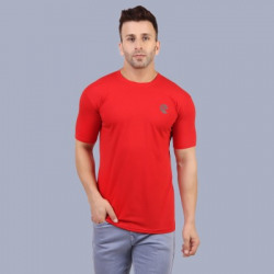 Celebrino Solid Men Round Neck Red T-Shirt