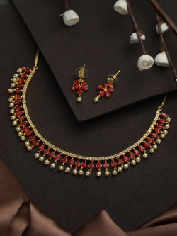 Priyaasi Women Gold-White Beaded Jewellery Set
