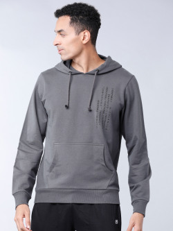 HIGHLANDER Men Grey Solid Hooded Sweatshirt Starts From 449