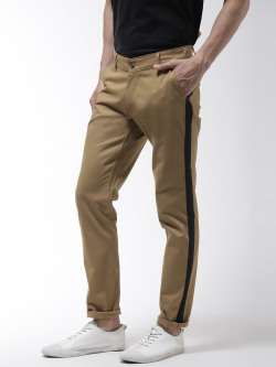 Hubberholme Men Khaki Slim Fit Solid Chinos