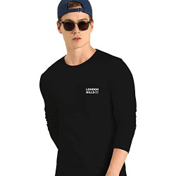 London Hills Printed Men Round Neck Full Sleeve Black T-Shirt
