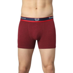 Van Heusen Men Trunks - Cotton Spandex - Jaspe Textured, Double Layer Gusset, Solid_70010_Deep Red Jaspe_L