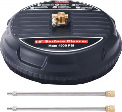 STARQ 15" Pressure Washer Surface Cleaner with 2 Extension Wands 1/4" Quick Plug for Driveways Sidewalks Floor Patios Cleaning, Heavy Duty