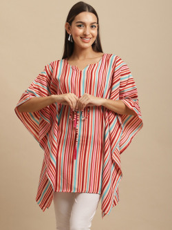 BAESD Striped Extended Sleeves Kaftan Longline Top