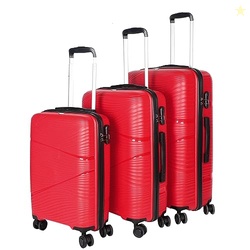 F Gear Joy PP008 Red Hard-Sided Luggage Set of 3 Trolley Bags with Spinner Wheels (51, 61 & 71 Cm), Small, Medium, Large