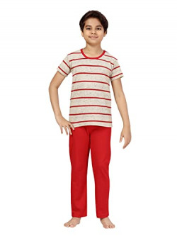 Aarika Boys Fawn-Red Color Night Suit (NV-NS-7130-FAWN-06)