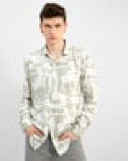 Printed Slim Fit Spread-Collar Shirt