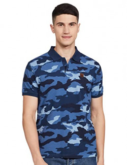 Pepe Jeans Men's Camouflage Regular Polo Shirt (PM541725_Dark Denim M)