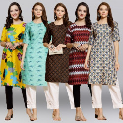 INAIA Women Printed Straight Kurta(Multicolor)