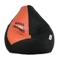 Amazon Brand - Solimo Classic XXXL Filled Bean Bag (with Beans)_Pop Culture Print_Black and Orange