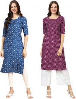 EthnicBasket Women Printed Straight Kurta(Multicolor)