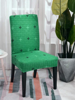 HOUSE OF QUIRK Green & Black Printed Chair Cover