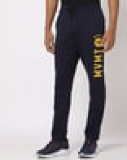 Brand Print Straight Track Pants with Insert Pockets