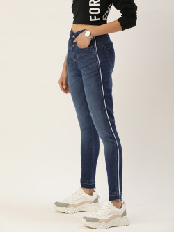 FOREVER 21 Women Mid-Rise Skinny Fit Low Distress Light Fade Stretchable Jeans