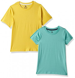 Clotth Theory Girl's Solid Regular Fit T-Shirt (5052_Multi_2 9-10 Years)