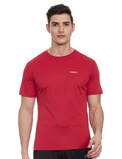 Fusefit Men's Solid Slim fit Sports T-Shirt (FFA-MT002-03_Red Medium)