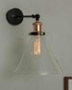 Industrial Glass Cone Wall Lamp Rose Gold Swing