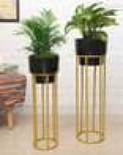 Set of 2 Metal Planters with Stands