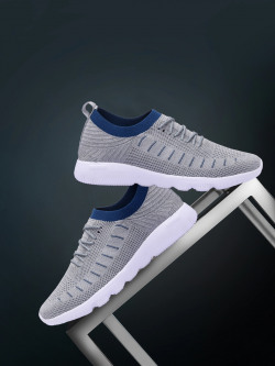 M7 by Metronaut Men Grey Woven Design Sneakers