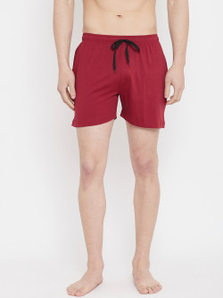 Rodzen Men Maroon Solid Lounge Shorts