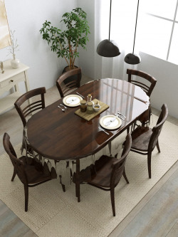 Dakshya Industries Transparent 6-Seater Table Cover
