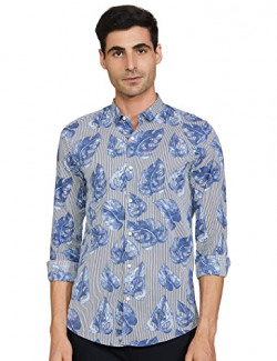 Diverse Men's Slim Shirt (DCMCF155SC19L40-4756_White/Blue 2XL)