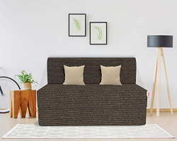 Coirfit Single Seater Folding Sofa Cum Bed - Perfect for Guests - Jute Fabric Washable Cover with Free Cushions - | 3' X 6' Feet, Brown