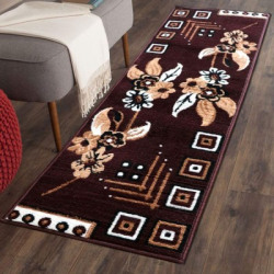 Shag Weaving Brown Acrylic Carpet(1 ft,  X 5 ft, Rectangle)