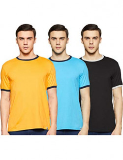 Amazon Brand - Symbol Men's Solid Regular Fit Half Sleeve Cotton T-Shirt (SS19TSODPO2-5_Multicolor2_L)