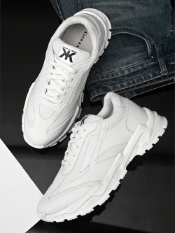 Kook N Keech Men White Woven Design Sneakers