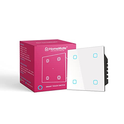 HomeMate Wi-Fi Smart 4 Gang Touch Switch (White, Pack of 1) | No Hub Required | Works with Amazon Alexa, Google Assistant & Siri