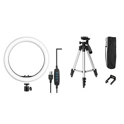 Tygot 10" Portable LED Ring Light with 3 Color Modes Dimmable Lighting | for YouTube | Photo-Shoot | Video Shoot & Vlogging | Compatible with iPhone/Android Phones & Cameras & Holder