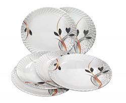 MEHUL Melamine Half Plates Set, Snack Plates, Side Plates, Quarter Plates, Round Shape, Size Diameter- 20.5 cm, Set of 6 (Black Angel)
