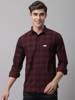 Majestic Man Men Checkered Casual Maroon Shirt