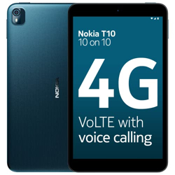 Nokia T10 Android 12 Tablet with 8 HD Display, 8MP Rear Camera, AI face Unlock, All-Day Battery, WiFi + 4G Volte | 3 + 32GB