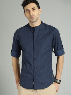Roadster Men Printed Casual Dark Blue Shirt