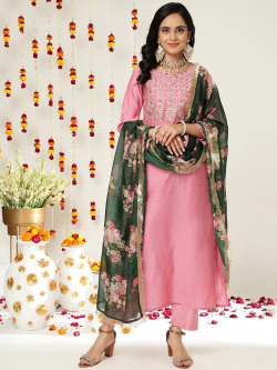 Varanga Women Pink Ethnic Kurta with Palazzos
