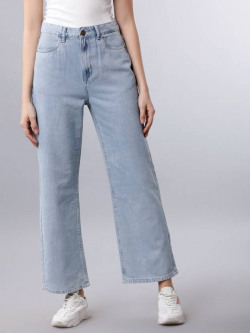 Women Flared Mid Rise Light Blue Jeans