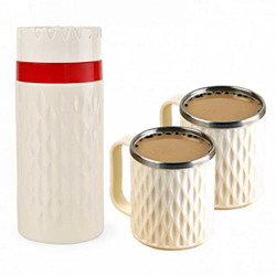 Cello Puro SIP Coffee Set 3 PC Insulated Tuff Flask and Mugs (Mop Red)