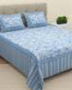 Floral Print Double King-Size Bedsheet with Pillow Covers