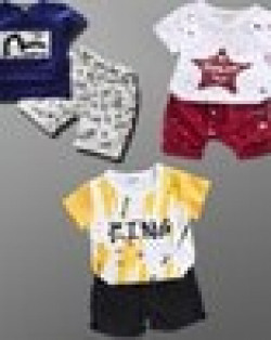 Pack of 3 Typographic Print Shorts & T-Shirts Set