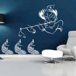 ARandNJ Combo Painting WallStencils, (Size-16X24 Inch) Peacock & Krishna Reusable Design Under299 Home Decor Wall Arts Stencil(Pack of 2, Classy Peacock Design, Lord Krishna Design)