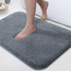 Chhogli Microfiber Bathroom Mat(Gray, Medium)