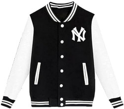 RIHANI FAB 2023-2024 Men's Clothes Pilot Bomber Couple Jacket University Varsity Solid Color Casual Korean Boys Tops (Large, black)