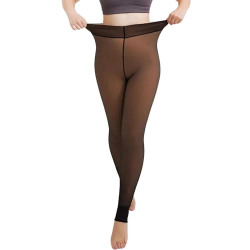 ShopOlica Women Warm Fleece Lined Stockings Fake Illusion Translucent Thermal Pantyhose Leggings Winter Slim Fit Leggings - ANKLE Color Black, Size - Small