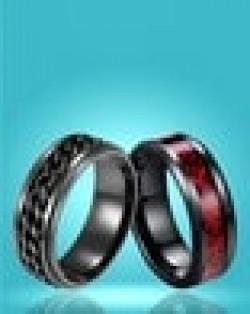 Set of 2 Rhodium-Plated Cocktail Ring
