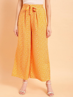 MINT STREET Women Floral Printed Mid Rise Plain Parallel Trousers