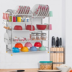 DEMIQON Utensil Kitchen Rack Steel 5 Shelves Dish Rack| Steel Kitchen Stand | Kitchen Storage Rack | 30 x 30 Inch |